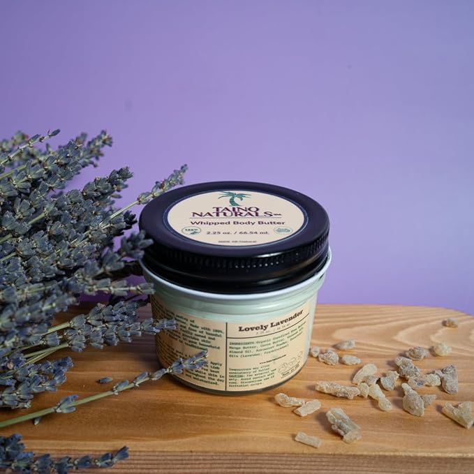 Whipped Body Butter – Lovely Lavender – Floral Scent, Shea & Mango Butter – 100% Natural Moisturizer for Dry Skin – 2.25 oz – Glass Jar