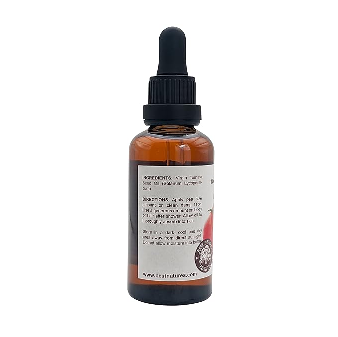 Best Nature's Tomato Seed Oil (Cold Pressed, Unrefined) - 2 oz - Natural Skin Care Moisturizer for Face, Body, Dry, Damaged Hair - Soothes Eczema, Psoriasis, Acne, Reduce Discoloration