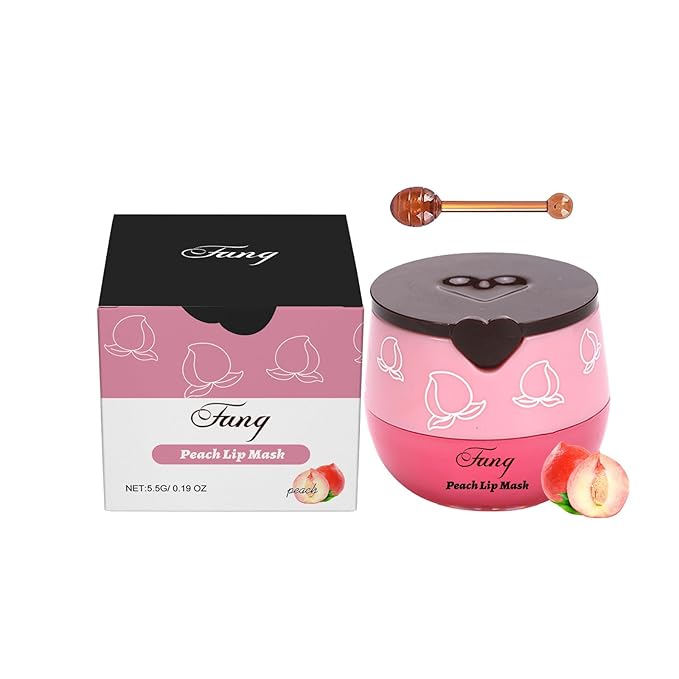 Lip Mask for Overnight Repair - Hydrating Lip Sleeping Mask with Vitamin E & Coconut Extract - Moisturizing Lip Balm Pack for Dry Lips, Non-Sticky Honeybalm Formula (Peach)