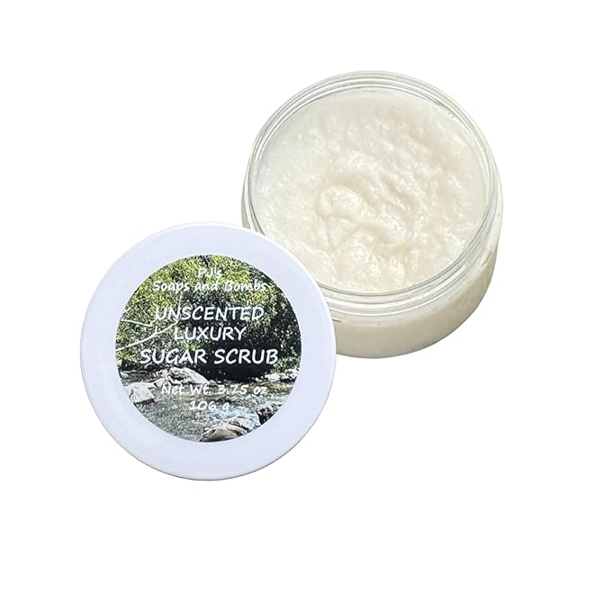 PJ’s Coconut & Almond Bliss Sugar Scrub – Bare Bliss Fragrance-Free Gentle Exfoliating & Nourishing Body Polish, Cruelty-Free, Small Batch, 3.75 oz