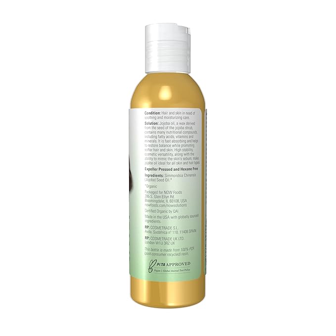 NOW Solutions Organic Jojoba Essential Oil, 4-Ounce
