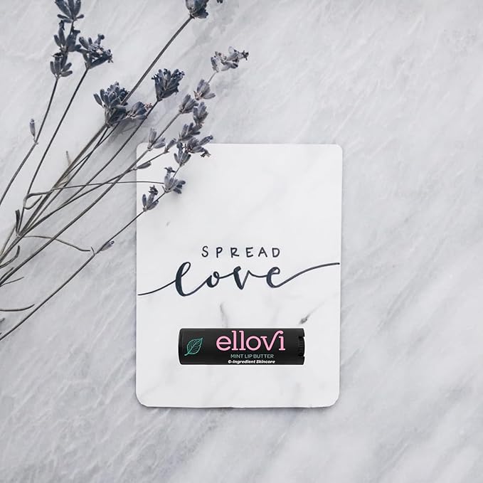 Ellovi Natural Lip Butter Lip Balm - Mint - Pure Enough to Eat - Made With Just 6 Vegan Ingredients - Moisturizing Lip Care for All Day Hydration (Single)