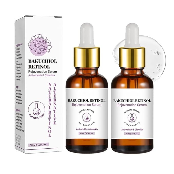 Bakuchiol Retinol Serum, 2 PCS Retinol Rejuvenation Serum for Anti Aging & Reduce Wrinkles, Fine Lines & Sagging, Moisturising Skin, 2.02 fl.oz