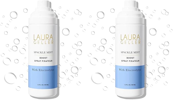 LAURA GELLER NEW YORK Spackle Mist Boost Setting Spray with Electrolytes - Long-Lasting Makeup Spray with Blue Light Protection - Dewy Skin Makeup Setting Spray (Pack of 2)