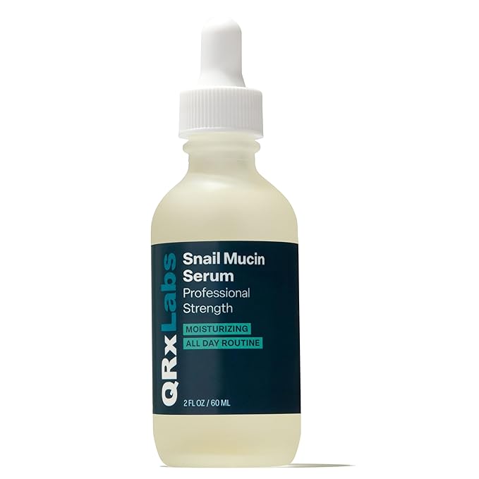 QRxLabs Snail Mucin Serum - Hydrates, Plumps & Brightens with Collagen for Firm, Radiant Skin - Gently Exfoliates for a Smooth Glow - 2 oz