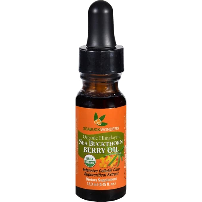 Seabuck Wonders Organic Himalayan Sea Buckthorn Bry Oil - Vegan - Non GMO - .45 Fluid Ounce