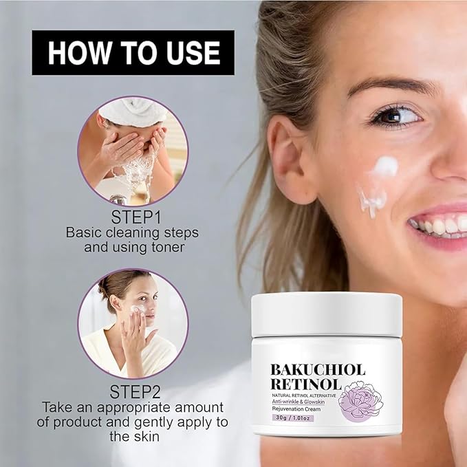 Bakuchiol Retinol Serum & Face Cream for Wrinkles. 2PCS Retinol Face Cream & Serum Set for Anti Aging Dry Skin Reduce Wrinkles, Fine Lines & Sagging, Moisturising Skin