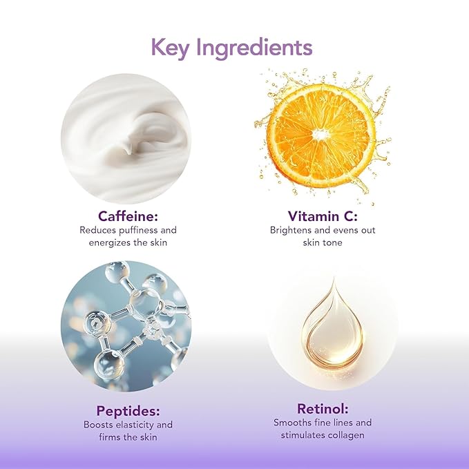 Caffeine Eye Cream for Dark Circles and Puffiness – Retinol Under Eye Brightening Cream for Wrinkles, Fine Lines, and Tired Eyes