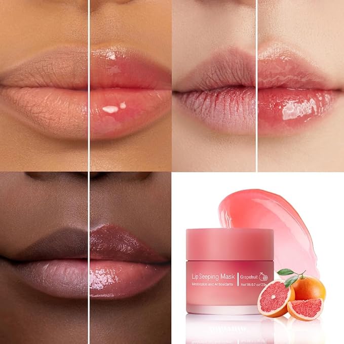 FeiCuiYun Lip Sleeping Mask, Moisturization and Antioxidants, Nourish, Hydrate, Flaky, Dry Lips (03#Grapefruit, 1Pcs)