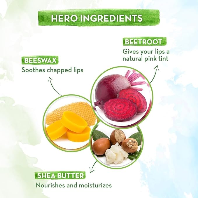 Mama.earth Beetroot Tinted 100% Natural Lip Balm with Beetroot & Beeswax - 2 g | | 12 Hr Moisturization | For Dry & Chapped Lips | Natural Pink Tint | Brightens Lips