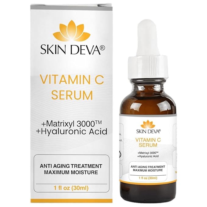 Skin Deva Vitamin C and Hyaluronic Acid Serum for Face Matrixyl 3000 Anti Aging Serum, Anti Wrinkle Facial Serums - Improve Appearance of Dark Spots, Tone, Fine Lines, Glowing -(PACK OF 2)