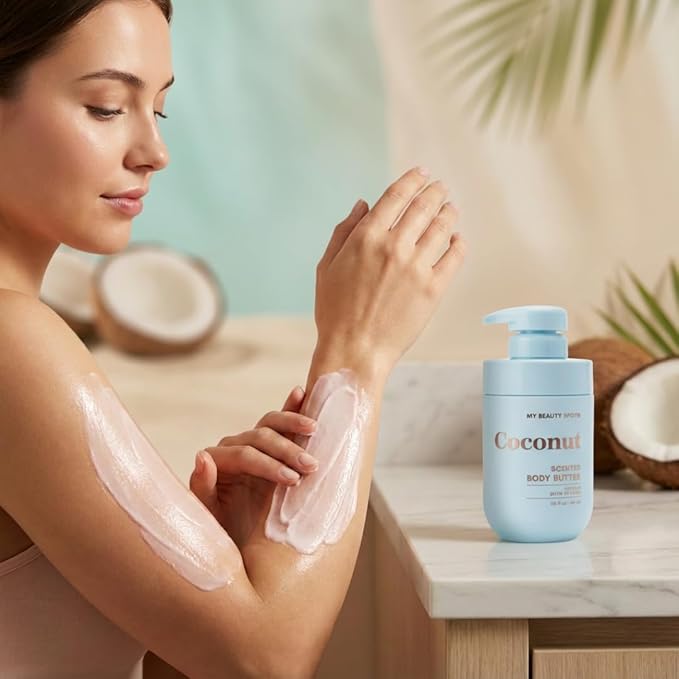 My Beauty Spot Scented Body Lotion for Women - Coconut Scented Body Butter, Natural Lotion for Women to Smell Good, Skin Moisturizer Infused with Retinol - Extra Large 510 ml