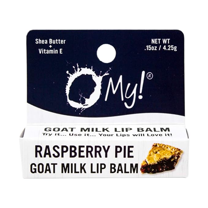 O My! Goat Milk Lip Balm Single Pack .15oz - Raspberry Pie | Natural Goat Milk Lip Balm | Dabs of Shea Butter and Drops of Vitamin E | Leaping Bunny Certified | Handmade in USA