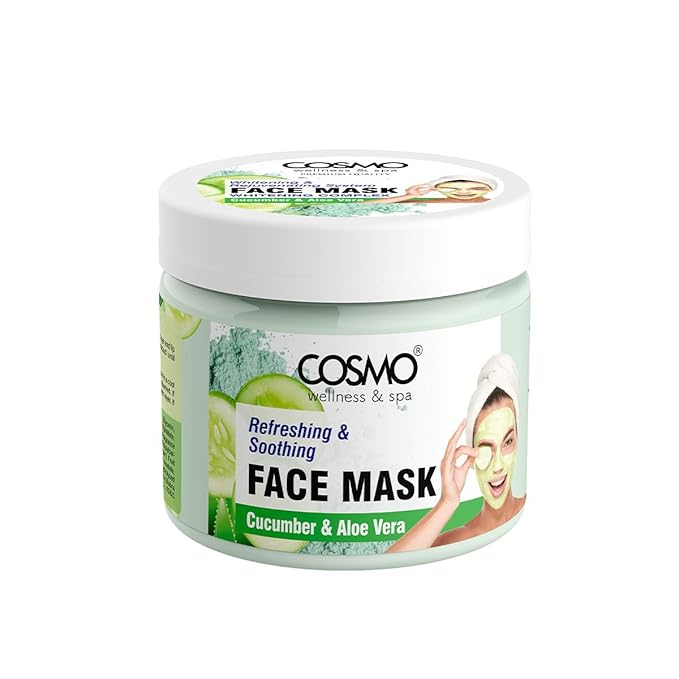 Cosmo Skin Care Cucumber & Aloe Vera Face Mask 625g/22.0oz, Refreshing, Soothing, Skin Rejuvenate, Pore Clearing, Boost Collagen, Skin Treatment Mask, All Skin Types, For Men & Women, Face Wash