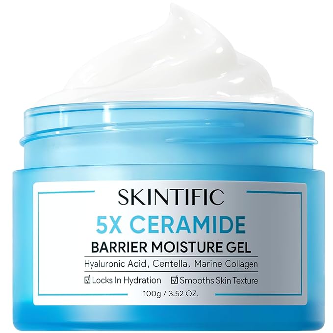 SKINTIFIC Face Moisturizer with 5X Ceramides, Hydrating Moisture Barrier Repair Cream for Sensitive/Oil Skin Types, Hyaluronic Acid & Centella, Daily Facial Moisturizer, Non-Comedogenic 100g/3.52 OZ
