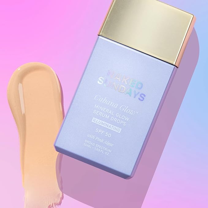 Naked Sundays CabanaGlow Illuminating Tinted Sunscreen Serum Drops SPF 50 - Hydrating, Brightening, Zinc Oxide Daily Face Sunscreen with Skin-Perfecting Pigments