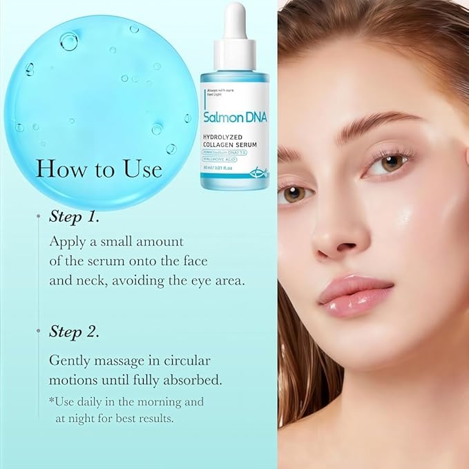 PDRN Serum with Salmon DNA, Hyaluronic Acid & Peptides, Anti-Aging Face Treatment for Firming, Plumping & Refining Skin Texture, Korean Recipe Skincare, 30ml