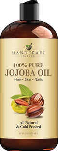 Handcraft Blends Jojoba Oil | 100% Pure and Natural | Ayurvedic Skin Care | Premium Grade Carrier Oil | Face | Skin | Hair | Massage | Cold-Pressed | Hexane-Free | 16 Fl Oz