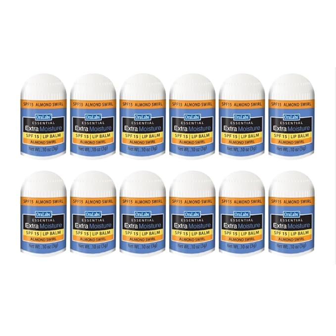 Essential Moisture Mini Lip Balm - Vanilla Mint – 12 Count – SPF 15 Lip Care – Great for Weddings, Parties, Favors, and Everyday Use (Almond Swirl)