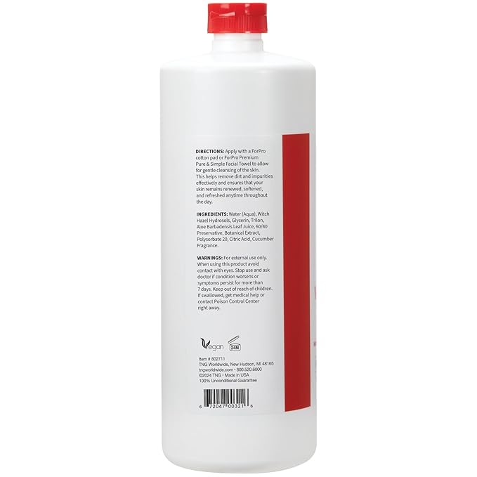 ForPro Premium Witch Hazel Toner, Alcohol-Free, Naturally Soothe, Tone & Hydrate Skin, Vegan, Cucumber Scent, 32 Fl Oz
