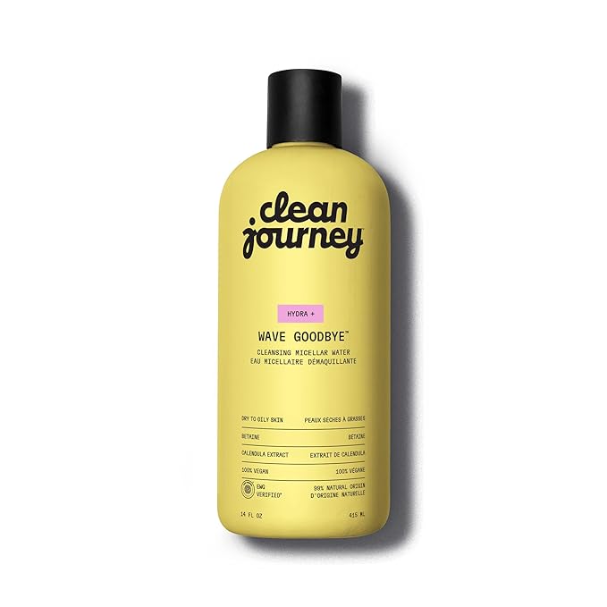 cleanjourney Micellar Water Makeup Remover, with Betaine for Hydratation, Fragrance Free Cleansing Water, Dermatologically Tested, Natural Origin, EWG Verified, Vegan, 14 Fl Oz