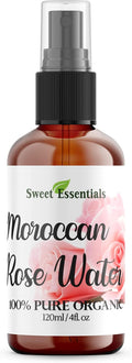 Premium Organic Moroccan Rose Water - 4oz W/Sprayer - Imported From Morocco - 100% Pure (Food Grade) No Oils or Alcohol - Rich in Vitamin A & C Perfect for Hydrating & Rejuvenating Your Face & Neck