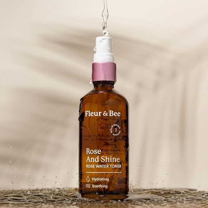 Rosewater Toner | 100% Vegan & Cruelty Free | Hydrating Rose Water Spray Mist | Alcohol Free | Refreshing Facial Toner for All Skin Types | Rose and Shine by Fleur & Bee - 3.4 fl oz