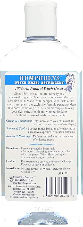 Humphrey's Homeopathic Remedies Witch Hazel Astringent Gentle 8 oz.