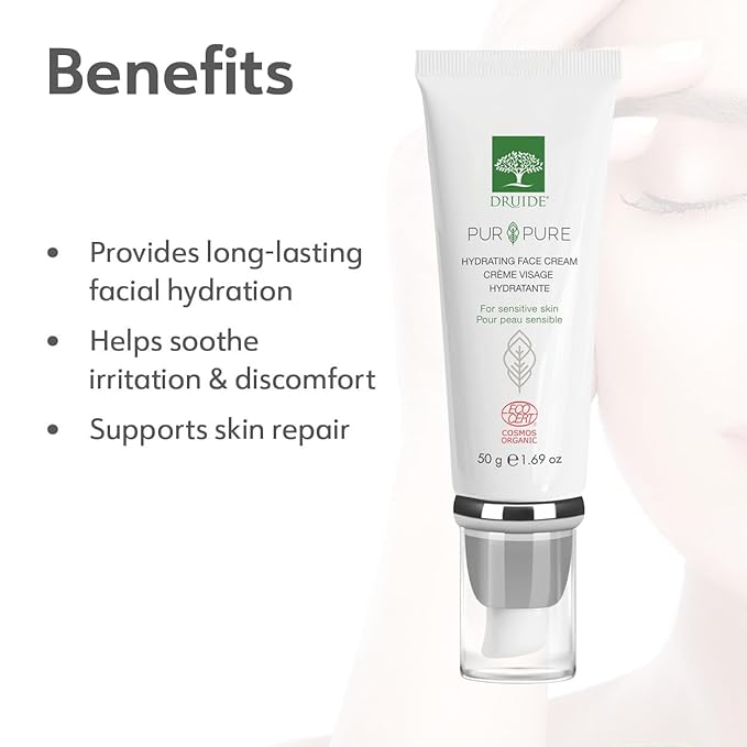 Laboratoires Druide Pur&Pure Hydrating Face Cream Care Organic Moisturizer Cream for Sensitive Skin Ultra-gentle Hypoallergenic – 50 g (1.69 oz) Fragrance-Free,skin soft, Made in Canada
