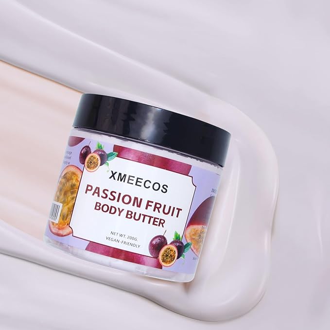 XMEECOS Body Butter| Moisturizing| Vegan friendly| Cruelty-free| for men and women| Gentle| Great for dry skin (Passion Fruit)