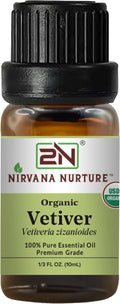 Vetiver Essential Oil, USDA Certified Organic, 100% Pure Undiluted, Aromatherapy Oil for Diffuser, Hair & Skin Care