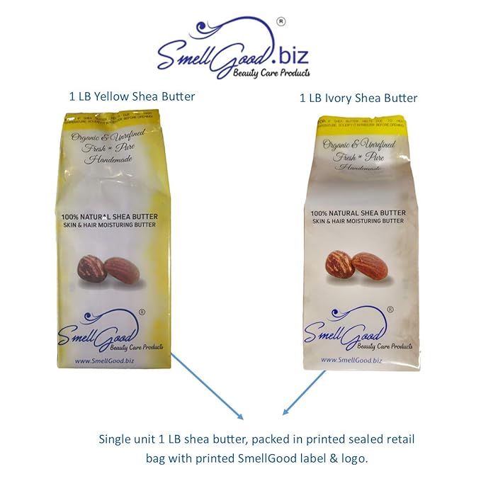 SmellGood Raw Unrefined Yellow Shea Butter A Quality From Ghana (10 LB)