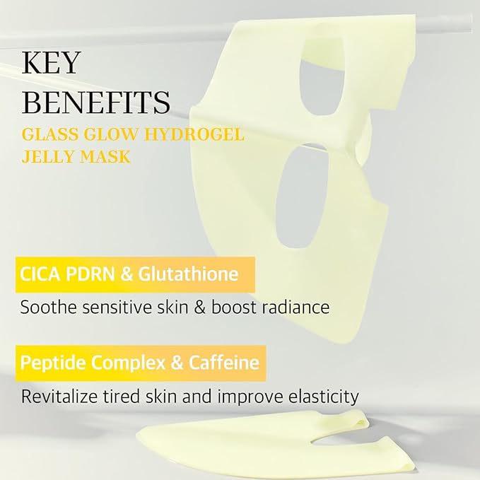 Re.SPN Vegan Cica PDRN Glass Glow Hydrogel Mask - [205% Glow Boost] 1EA, Glutathione & Sodium DNA for Repair, Hydrating & Plumping Korean Face Mask, Firming