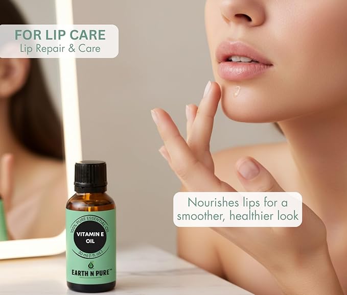 Earth N Pure Vitamin E Oil Therapeutic Grade for Skin, Hair and Nails with Glass Dropper - 100 ml