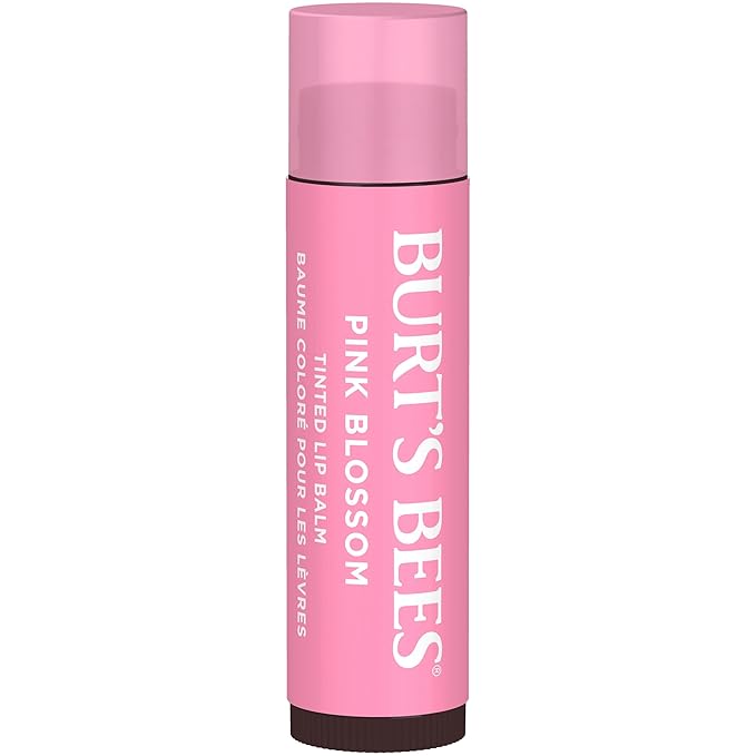 Burt’s Bees Tinted Lip Balm Pink Blossom; 8 Hour Moisture; Provides a Hint of Color; Nourishing Shea Butter; 100% Natural Origin; 1 Tube; 0.15 Oz. (Package May Vary)