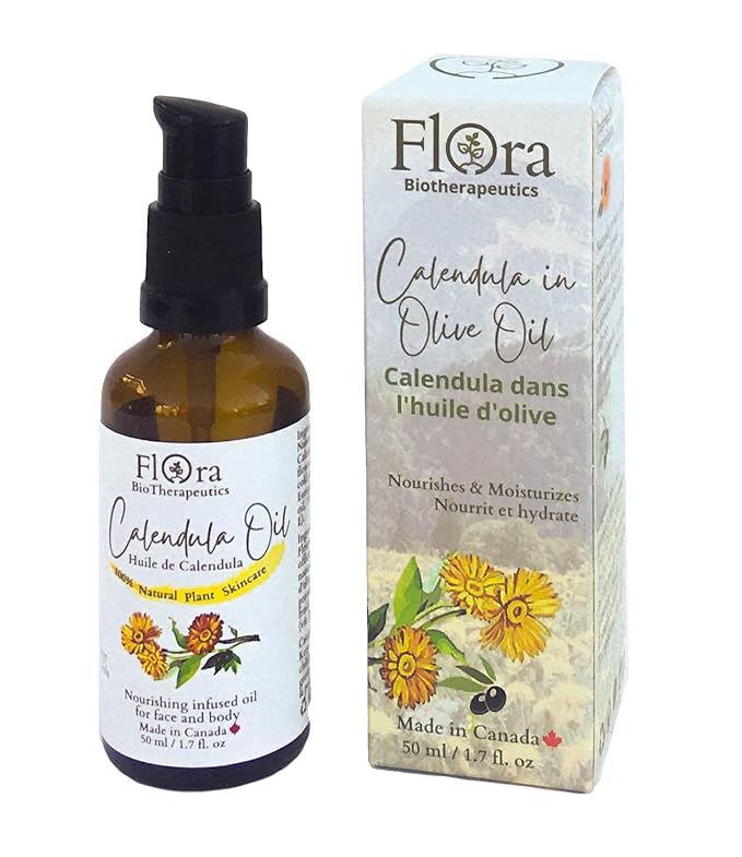FLORA Organic Calendula Double Infused in Organic Olive Oil. 100% Natural Moisturizer.1.7 fl oz. Made in Canada