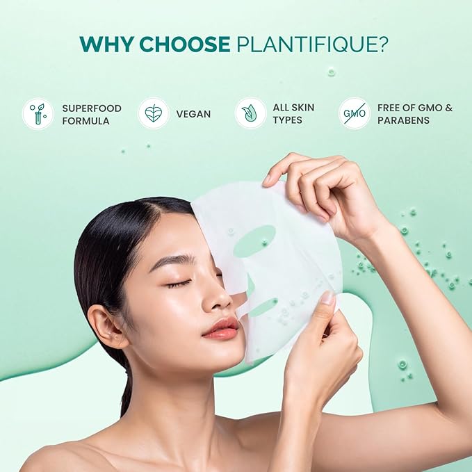 PLANTIFIQUE Korean Sheet Mask, 5 Pack - Hydrating & Nourishing Face Masks with Aloe Vera, Ceramide NP and Hyaluronic Acid - Mascarillas Faciales