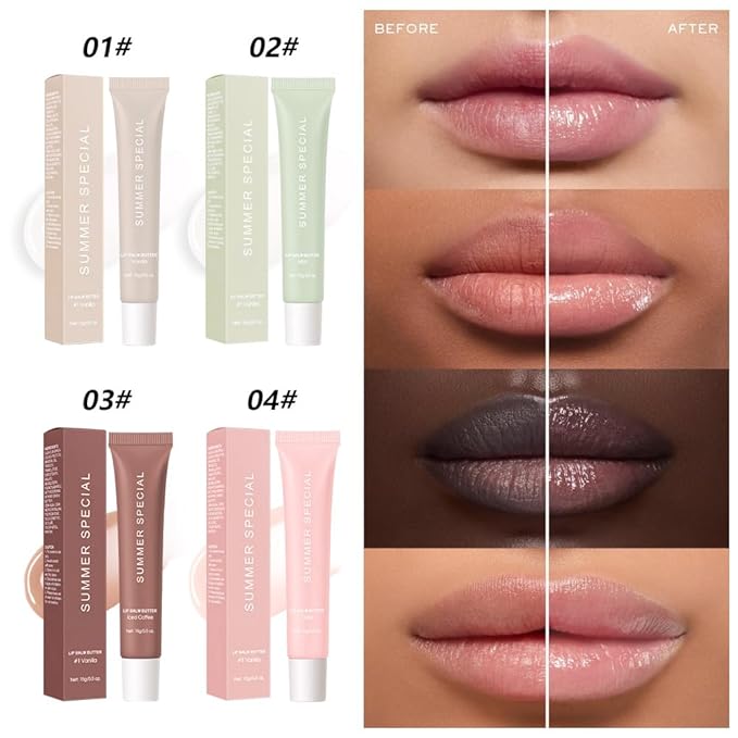 FeiCuiYun 2Pcs Summer Lip Butter Lip Balm, Ultra-Hydrating Natural Vegan Lip Balm, Sheer-Tinted Shine & Hydration, Soothes & Softens Dry Lips Skincare, Bálsamo labial hidratante (#3+4#)