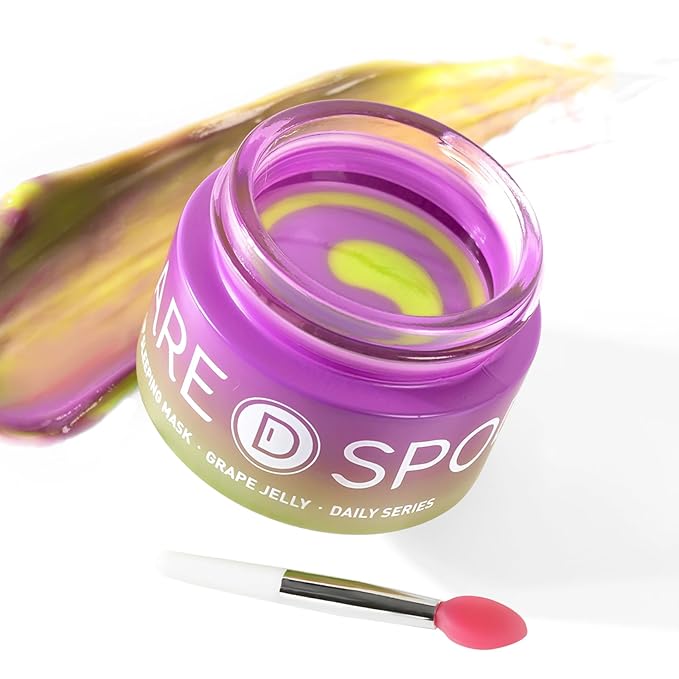 SPODARE Lip Mask, Hydrating Overnight Lip Sleeping Mask, Lip Moisturizer for Dry Cracked Lips Care, Dual-Color Lips Balm for Nourishing and Softening Lips, Minimizes Fine Lines - Grape