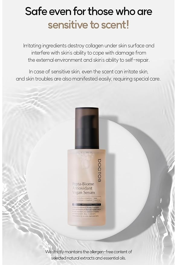 DOCTOB Pepta-Biome Antioxidant Vegan Serum- Deep Hydration, Anti-Aging, Reduces Redness & Acne, Smoother, Youthful Skin 50ml / 1.69 fl.oz