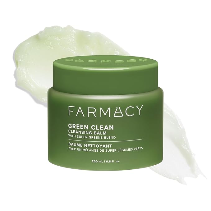Farmacy Makeup Remover Cleansing Balm - Green Clean Waterproof Makeup Remover Balm + Oil Cleanser for Face - Gently Melts Make Up + SPF - Hydrates + Softens Skin with Super Greens + Papaya (200ml)