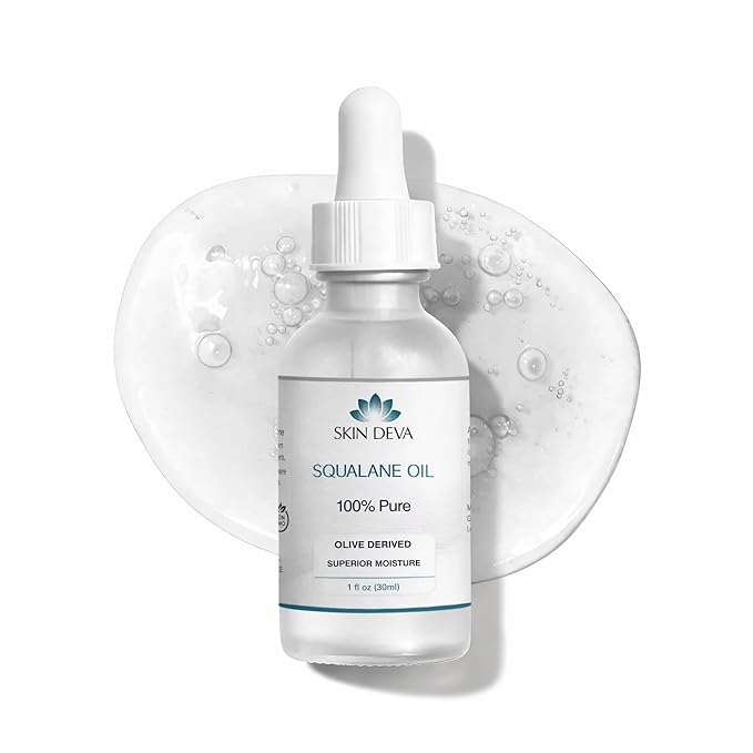 SKIN DEVA 100% Squalane Oil Pure Organic 1 oz Face Oil Plant Light Weight Non Greasy, Moisturizing Beauty Oil Organic Squalane Oil For Face and For All Skin Types including Oily or Dry (30 ml)