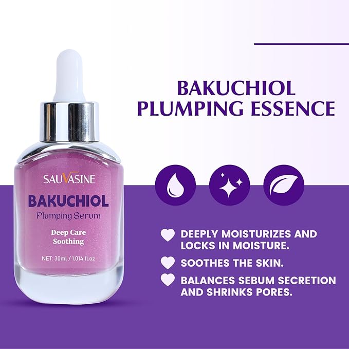 Bakuchiol Plumping Serum for Face, Hydrating Lightweight Essence with Niacinamide, Ceramides & Multi-Peptides, Boosts Skin Barrier, Leaves Smooth & Dewy-Looking Complexion, 1 fl oz
