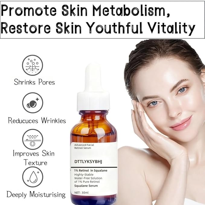 2PC Retinol Serum in Squalane - Anti-Aging Formula to Reduce Wrinkles, Fine Lines & Improve Skin Texture - For Smooth, Firm Skin - 30ml (2)