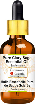 Greenwood Essential Pure Clary Sage Essential Oil (Salvia sclarea) with Glass Dropper Steam Distilled 10ml (0.33 oz)