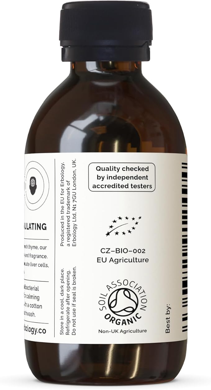 Erbology Organic Thyme Water 3.4 fl oz - Premium Food Grade Hydrolate of Thyme - Cleansing The Skin - Small Batch - Sustainably Sourced Straight from Farm in Provence, France