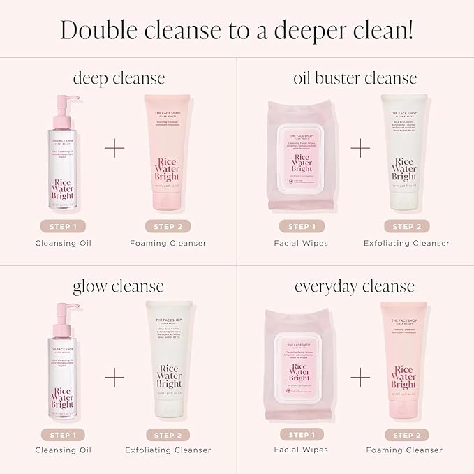 The Face Shop Rice Water Bright Rice Bran Gentle Exfoliating Cleanser - Hydrating, Moisturizing & Brightening Face Cleanser - Vegan Exfoliating Face Wash Face Scrub - Korean Skin Care Face Exfoliator