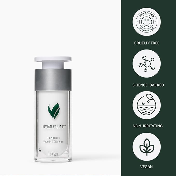 Skincare 3.3 Protect Vitamin E Oil Serum – Lightweight Antioxidant Face Oil with CoQ10 & Squalane for All Skin Types