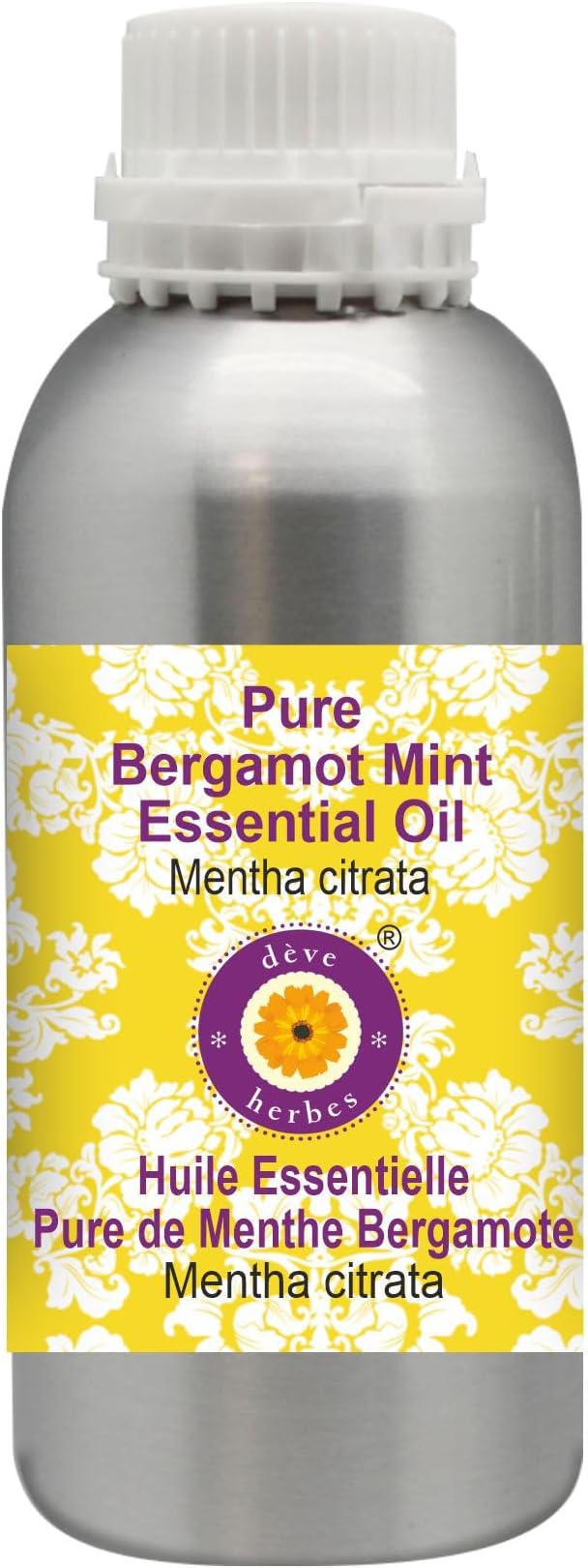 Deve Herbes Pure Bergamot Mint Essential Oil (Mentha citrata) Steam Distilled 630ml (21 oz)