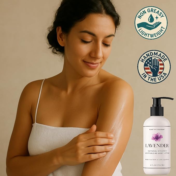 Natural Organic Moisturizing Body Lotion Lightweight & Non-Greasy, Shea Butter Body Lotion Made with All Natural Ingredients | For All Skin Types, Eco-friendly (8oz, Lavender)